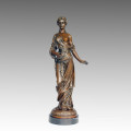 Figura feminina Arte Bronze Escultura Jardim Flor Senhora Estátua de Bronze TPE-549/550